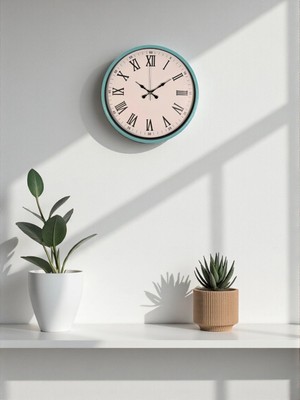 Durukar Zentime 36 cm Turkuaz Dekoratif Duvar Saati