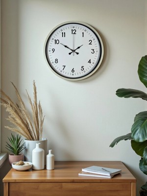 Durukar Zentime 36 cm Krem Dekoratif Duvar Saati