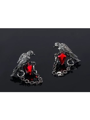 Dükkan Design Love And Deep Space Black Crow Earrings Küpe