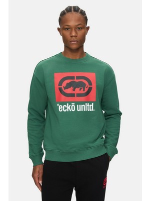 Ecko Unltd. Hernandez Yeşil Bisiklet Yaka Baskılı Loose Fit Sweatshirt