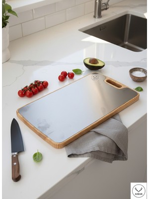 Aibar Çift Taraflı Paslanmaz Çelik Kesme Tahtası