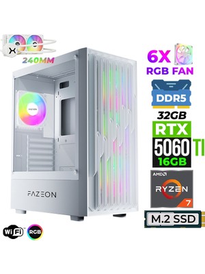 Xaser Astra X600 Ryzen 7 7700X 32GB Ddr5 Ram 1tb M.2 Nvme SSD 16GB RTX5060 Ti Sıvı Soğutmalı Oyuncu Bilgisayarı