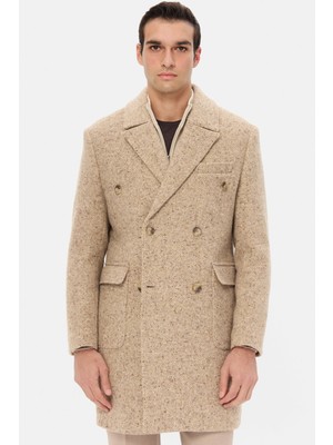 D'S Damat Ds Damat Slim Fit Bej Diyogonal Palto 5HF08MU02860M