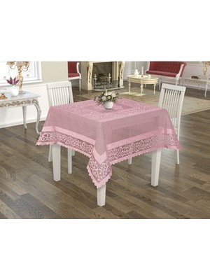 Raşel Örme 160X160 Pano Desenli Masa Örtüsü Pembe