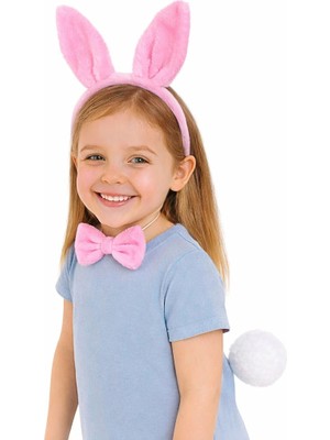 ENG Pembe Full Tavşan Kulak Papyon Kuyruk 3&amp;#39;lü Parti Seti