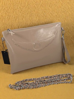 Leauder Women Kadın Zincir Askılı Rugan Deri Clutch Çanta