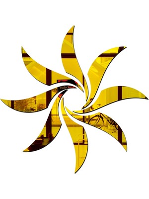 As Tasarım Lazer Spiral 001 Model Modern Tasarım Mdf Üzeri Akrilik Duvar Dekorasyon Ürünleri Gold Renk 50 x 50 cm