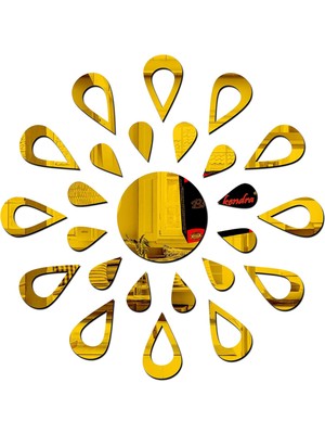 As Tasarım Lazer Güneş012 Model Modern Tasarım Mdf Üzeri Akrilik Duvar Dekorasyon Ürünleri Gold Renk 50 x 50 cm