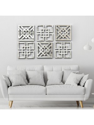 As Tasarım Lazer Desen001 Model Modern Tasarım Mdf Üzeri Akrilik Duvar Dekorasyon Ürünleri Gümüş Renk 50 x 50 cm