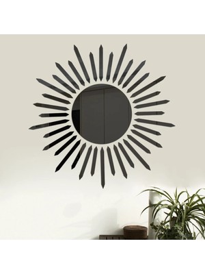 As Tasarım Lazer Güneş002 Model Duvar Dekorasyon Süs Siyah Renk 50 x 50 cm