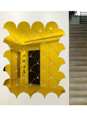 As Tasarım Lazer Desen001 Model Duvar Dekorasyon Süs Gold Renk 10 cm 4 Adet