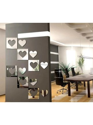 As Tasarım Lazer Kalp Çerçeve Model 3X25CM 3X15 cm 6 Parça Gümüş Renk