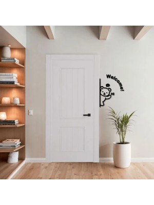 As Tasarım Lazer WELCOME001 Model Ev Dekorasyon Duvar Süs Siyah Renk