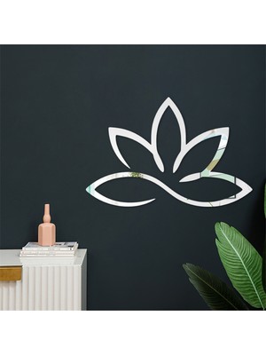 As Tasarım Lazer Çiçek005 Model Duvar Dekorasyon Süs Gümüş Renk 50 x 50 cm Tek Parça
