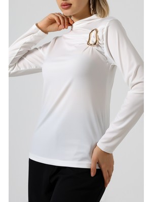 Sabr Sandy Yarım Balıkçı Yaka Tokalı Bluz – Modern & Şık Sandy Bluz