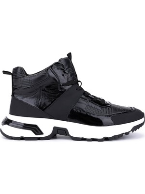 Tamer Tanca Erkek Hakiki Deri Siyah Sneakers & Spor Bot 1093 1401 Erk Bot SK25-26 Sıyah Prst