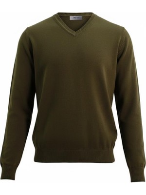 Uki Koyu Yeşil V Yaka Triko Kazak