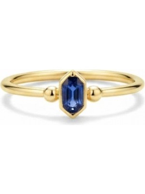 Güzide Kuyumcu 14 Ayar Atın Mavi Taşlı Yüzük 951