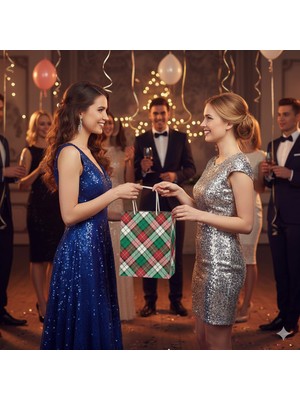 Dodomar 25 x 30 x 9 cm – Hediyelik Çanta Ekose Desenli Model 5 Dekoratif Karton Çanta