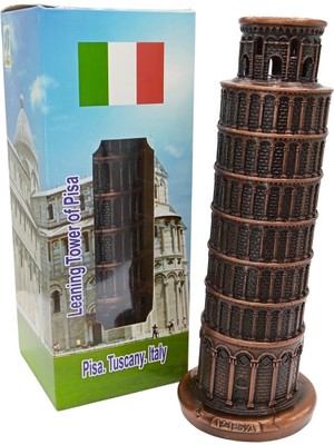 Dünyadan Hediyeler Vintage Metal Italya Pisa Kulesi Antik Bakır 18 cm