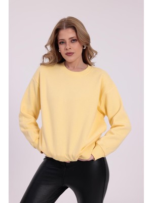 Yakamor Kadın Şardonlu Oversıze Sıfır Yaka Sweat