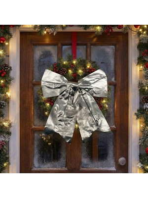 Dodomar 30 cm – Yılbaşı Fiyonk Saten Parlak Gümüş Ağaç Dekoru Dekoratif Fiyonk