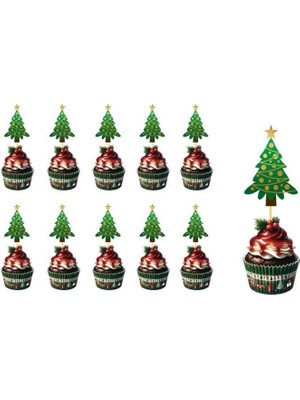 Dodomar Yılbaşı – Kürdan Çam Ağaçlı Küçük Boy 10'lu Set Dekoratif Parti Kürdanı