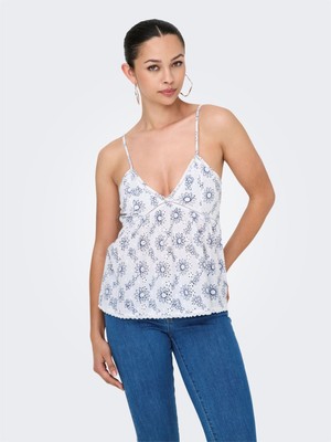 Only Onlanja Lıfe Strap V-Neck Sınglet Wvn Kadın Beyaz Bluz - 15344640