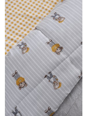 Doqu Home Teddy Next Tek Kişilik Yorgan Seti %100 Pamuk 155x215 cm Pembe Gri Desenli