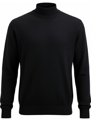 Uki Siyah Yarım Balıkçı Triko Kazak