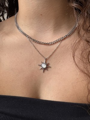 M Miel Kutup Yıldızı Silver 2li Kombin Kolye