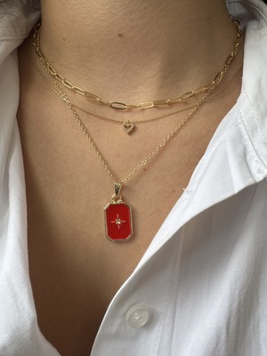 M Miel Kadın Kutup Yıldızı Kalp Detay 3lü Kombin Kolye