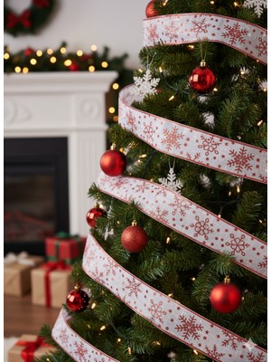 Dodomar 5 Metre – Yılbaşı Kurdele Simli Kartaneli 6 cm Lüks Yılbaşı Süsleme Kurdelesi