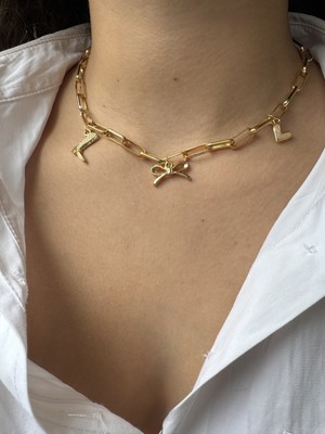 M Miel Kadın Çizme Fiyonk Kalp Detay Charm Kolye