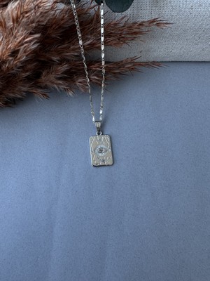 M Miel Zirkon Taş Göz Detay Plaka Kolye