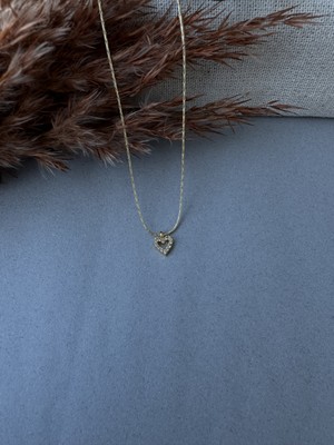 M Miel Kadın Zirkon Taş Minimal Kalp Kolye