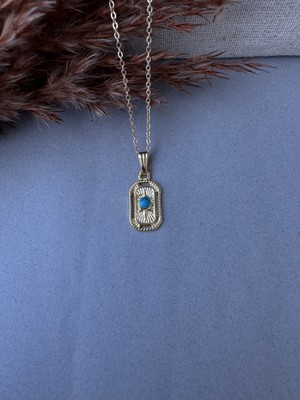 M Miel Kadın Mavi Boncuk Plaka Kolye