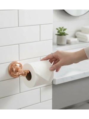 İsaoğlu Yapı Tuvalet Kağıtlık Bronz Bakır Vintage Model Pirinç Malzeme Banyo Tuvalet Kağıtlığı Paslanmaz