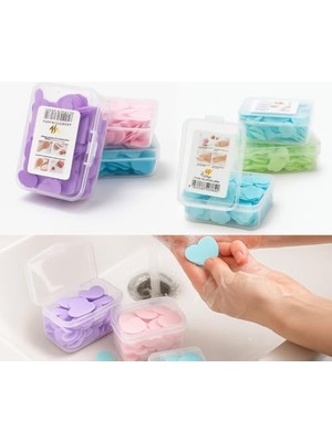 3’lü Renkli Kalp Şekilli Taşınabilir El Sabunu – Hijyenik Tek Kullanımlık Sabun Kutusu