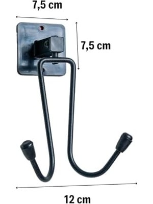Kendiliğinden Yapışkanlı Siyah Paslanmaz Metal Bornoz ve Havlu Askılığı