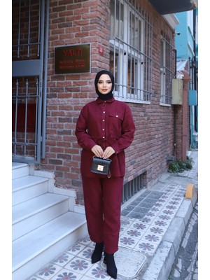 Nisum Moda Bağcıklı Süet Pantolonlu Takım