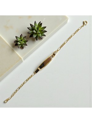 Nova Grup Isim Tarih Yazdırılabilir 14 Ayar Altın Çocuk Bilekliği