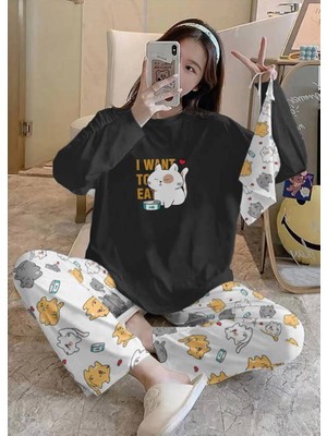 Silona Homewear Bahd CAT42 Black Süpersoft Kadın Pijama Takımı