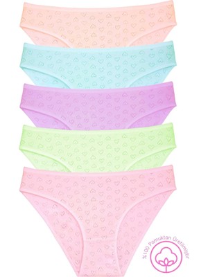 New Lilla 1501 Kalpli %100 Pamuklu 5'li Kadın Bikini Külot Paketi