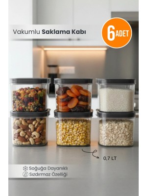 Orvila 6'lı Clario Sızdırmaz Saklama Kabı Vakumlu Erzak Kabı 0,7 L