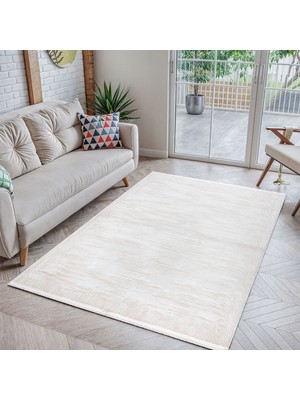 SYH Concept Lüks Pamuk Tabanlı Makine Halısı - Tozumaz Tüy Çıkarmaz, Kolay Temizlenebilir Antialerjik Halı 4 Metre- 7102 Kemik