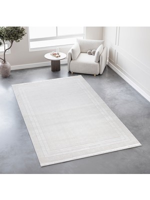 SYH Concept Lüks Pamuk Tabanlı Makine Halısı - Tozumaz Tüy Çıkarmaz, Kolay Temizlenebilir Antialerjik Halı 4 Metre- 7107 Kemik