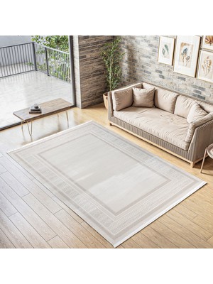 SYH Concept Lüks Pamuk Tabanlı Makine Halısı - Tozumaz Tüy Çıkarmaz, Kolay Temizlenebilir Antialerjik Halı 4 Metre- 7109 Kemik