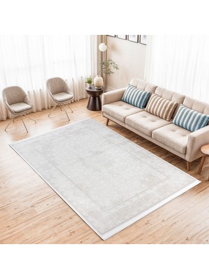 SYH Concept Lüks Pamuk Tabanlı Makine Halısı - Tozumaz Tüy Çıkarmaz, Kolay Temizlenebilir Antialerjik Halı 4 Metre- 7135 Kemik