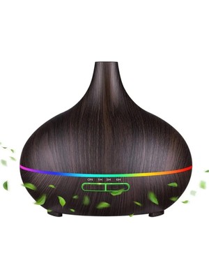 Tedaks Sonx Aroma Difüzörü Gece Işığı 7 LED Hava Nemlendirici Kumandalı Buhar Makinesi 500 ml (Koyu Kahverengi)
